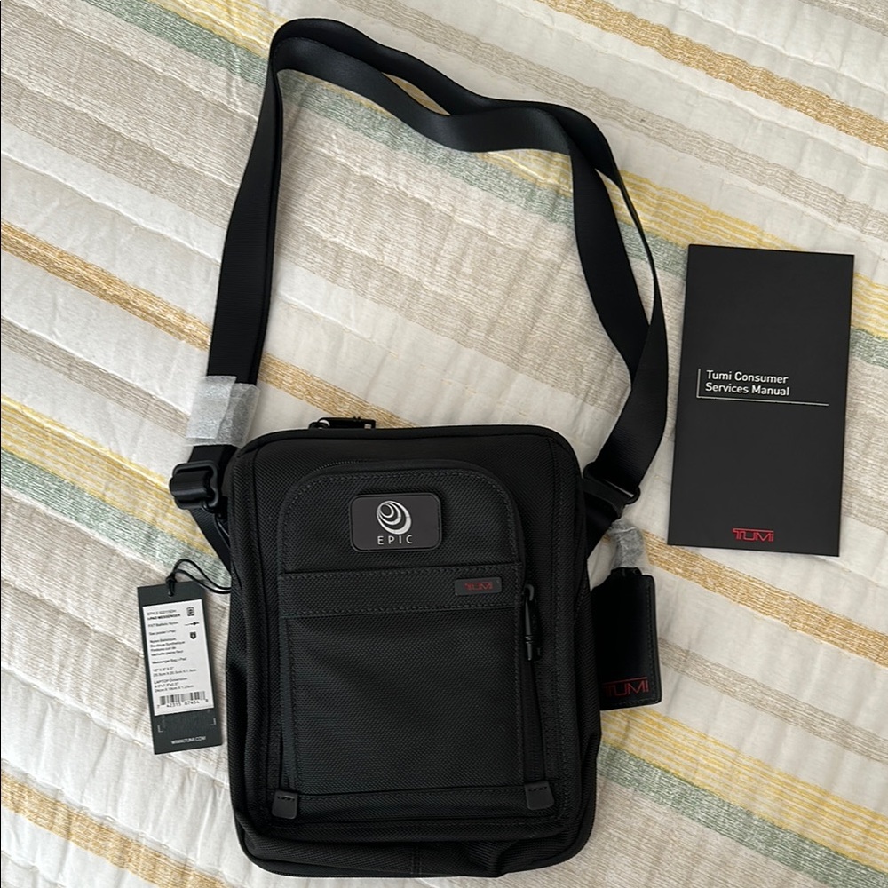 Tumi Black iPad Messenger Crossbody Nylon Bag